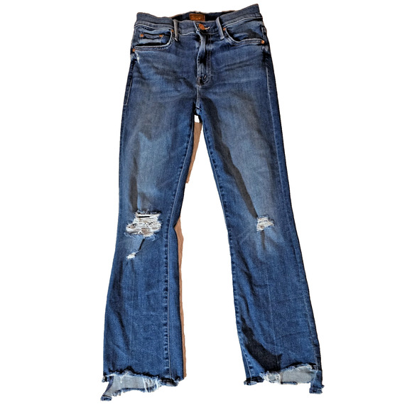 MOTHER The Insider Crop Step Chew Jeans Women’s 25 Dancing on Coals Raw Hem Fray - Picture 1 of 10